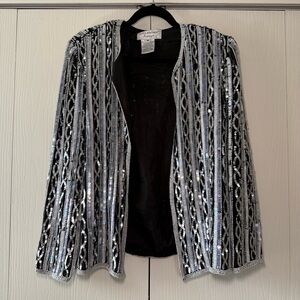 Papell Boutique Evening Black & Silver Blazer